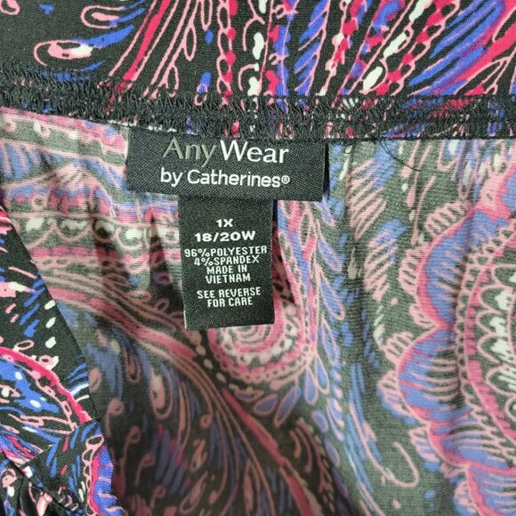 Catherines Anywear Womens Skirt 1X Plus Midi Purple Pink Paisley PAI57E - Picture 7 of 7